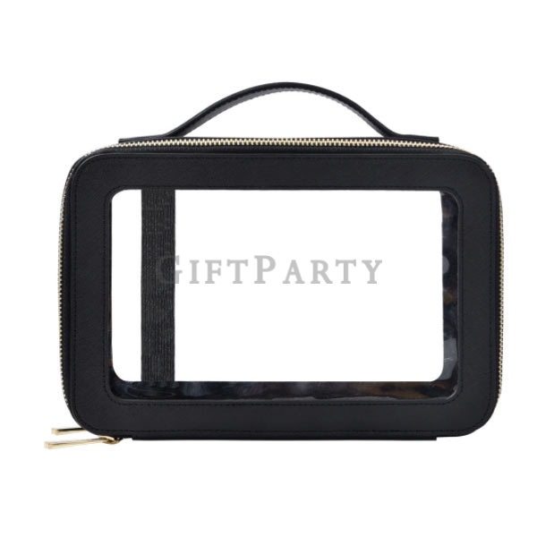 高端化妝包,高品質PU皮革+PVC化妝包,Leather PVC  Cosmetic Bag,彩妝禮品,