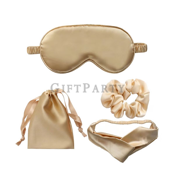 Silk eye mask four-piece set,百貨公司贈品,母親節禮品,母親節贈品,絲質眼罩髮圈髮四件組