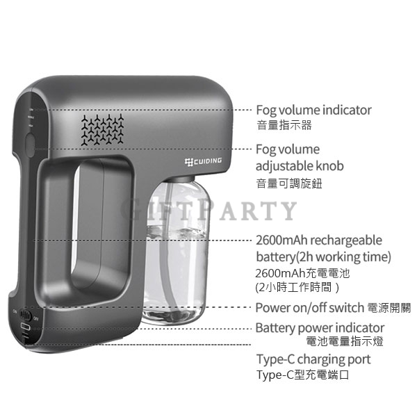 Spray Gun Handhold Blue Ray Disinfections Spray Gun,藍光納米霧化噴霧槍精酒噴霧槍   消毒噴霧槍    無接觸消毒工具  家庭消毒必備