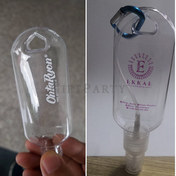 Hand sanitizer spray bottle with carabiner 50ml,乾洗手噴瓶帶登山扣50ml,塑料噴瓶