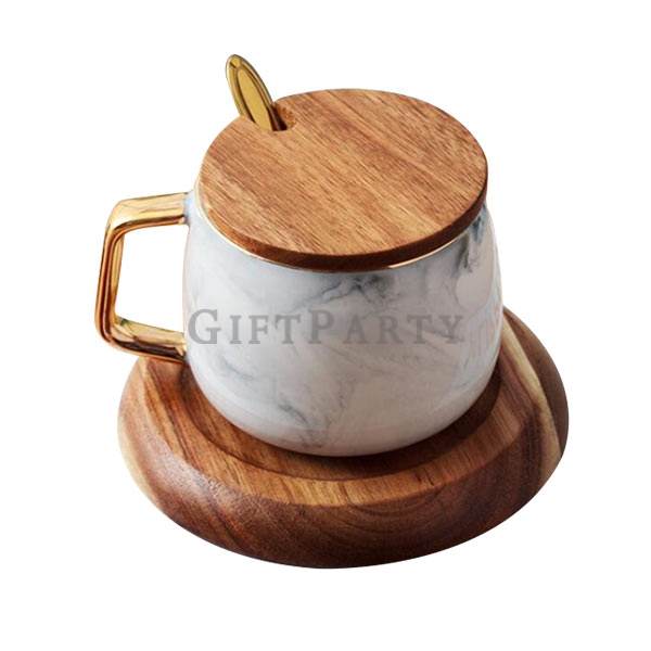 百貨公司贈品,企業禮品,品牌贈品,品牌紀念品,大理石馬克杯木蓋木杯墊