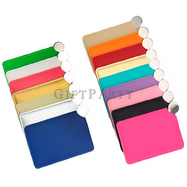 Card Style  Cosmetic Mirror PU Leather Cover,彩妝贈品,便宜贈品,廣告贈品,卡片鏡不鏽鋼鏡皮套