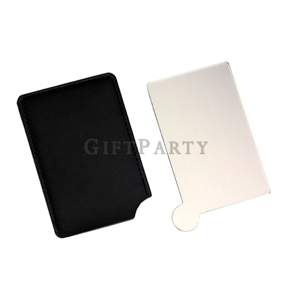 Card Style  Cosmetic Mirror PU Leather Cover,彩妝贈品,便宜贈品,廣告贈品,卡片鏡不鏽鋼鏡皮套