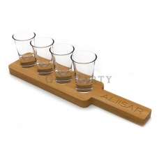 shot glass with wooden holder
