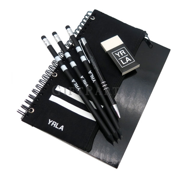 Stationery gift sets,兒童文具,黑色文具套裝鉛筆筆袋筆記本橡皮擦