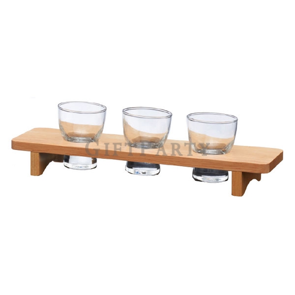 Japanese Sake Set Cup,日式清酒杯木架三入組