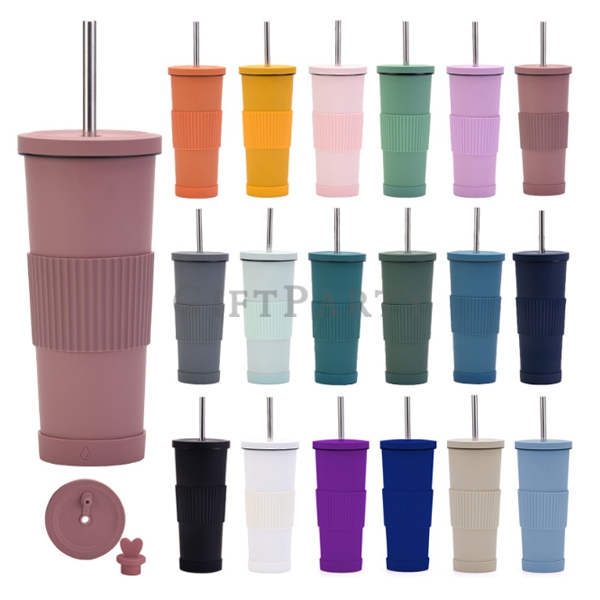 禮品,吸管杯,廣告贈品,百貨贈品,品牌贈品,不鏽鋼吸管杯830ml附防滑套