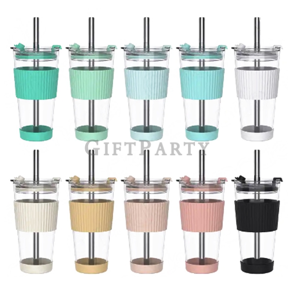 Advertising gifts, promotional gifts, brand gifts, customized logo gifts,珍珠奶茶吸管杯玻璃杯400ml