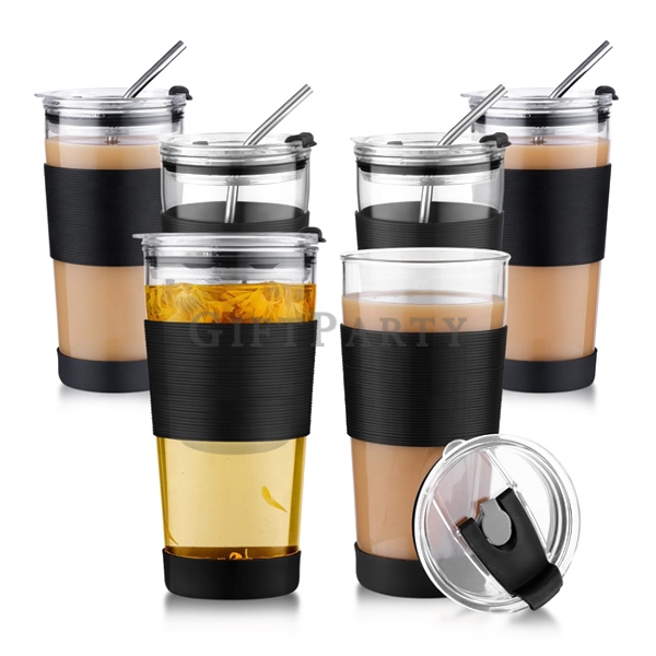 珍奶環保杯,禮品,贈品,珍珠奶茶吸管杯玻璃杯400ml