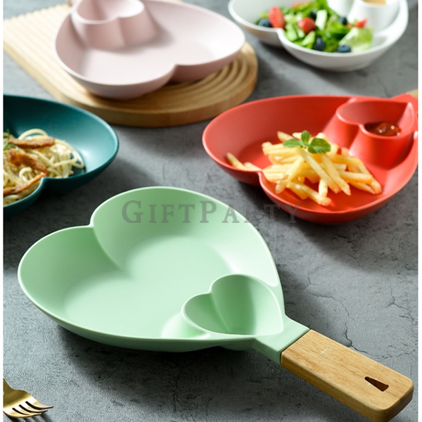 百貨公司贈品,客製化禮品,贈品,居家實用贈品,陶瓷愛心小食盤帶醬料碟木柄把手
