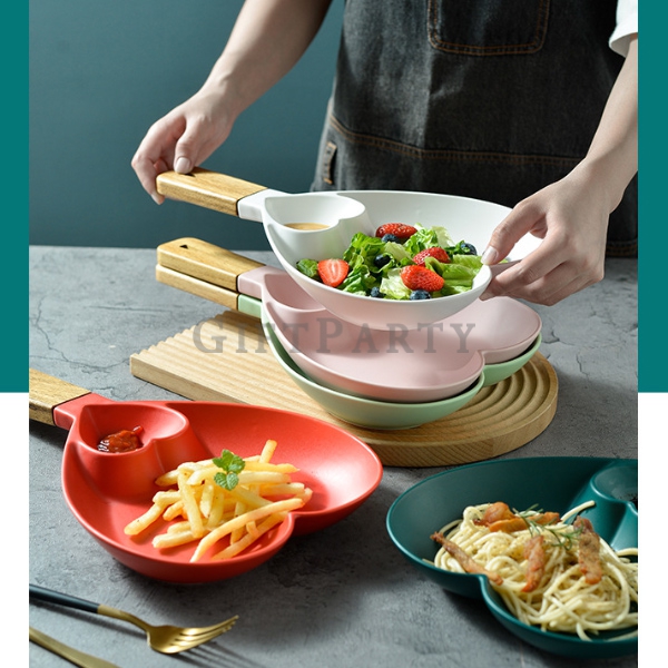 百貨公司贈品,客製化禮品,贈品,居家實用贈品,陶瓷愛心小食盤帶醬料碟木柄把手