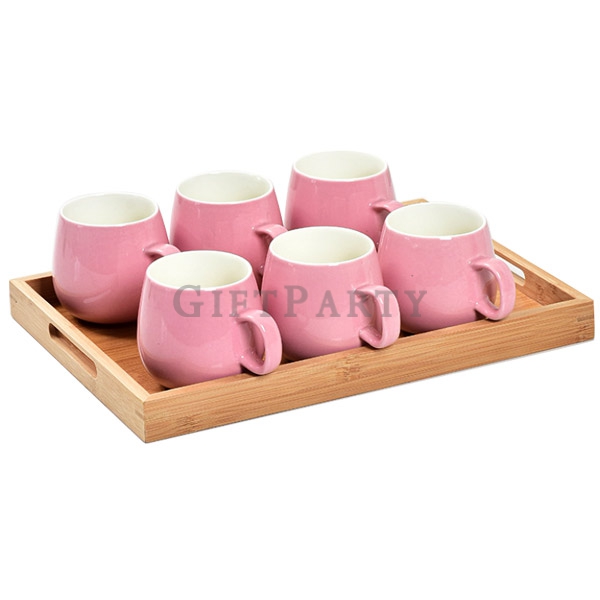 胖胖杯,MUG,馬克杯,入厝禮,禮品,陶瓷馬克杯6入附木拖盤含LOGO