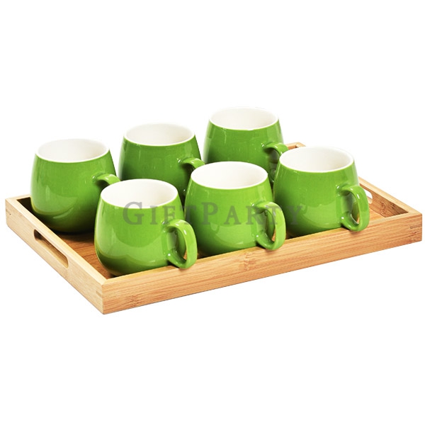 胖胖杯,MUG,馬克杯,入厝禮,禮品,陶瓷馬克杯6入附木拖盤含LOGO