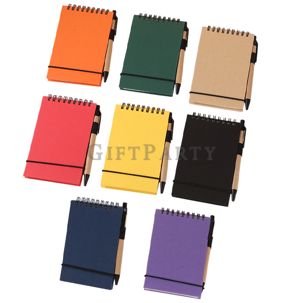 筆記本附筆,牛皮紙筆記本,活動贈品文具,客製LOGO手札,迷你筆記本kraft notebook with pen, eco notepad, custom promo stationery, sma