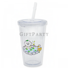 16OZ Double Wall Tumbler with Straw and Lid