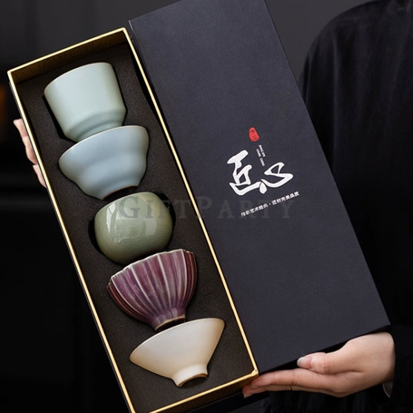 主人杯功夫茶具禮盒∣ 仿宋五大名窯收藏茶杯∣ 品牌文化贈品推薦| 禮品
