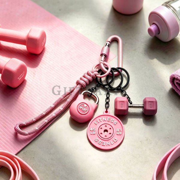 fitness keychains,kettlebell keychains,dumbbell bag charms,gym member gifts,sports event giveaways