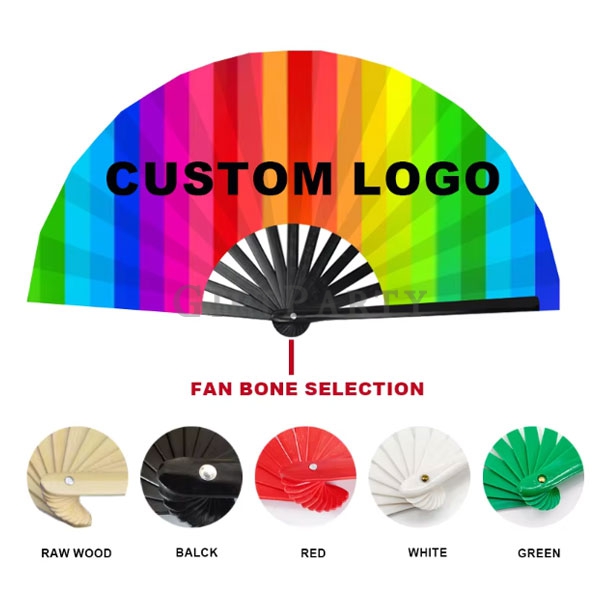 reflective rave fan,custom EDM festival fan,13 inch bamboo fan,music festival giveaways,branded even