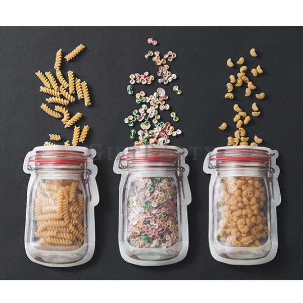 居家實用禮品 贈品 禮贈品 紀念品 禮品 贈品-食物密封罐造型密封袋(三入)梅森罐密封袋,食物密封袋