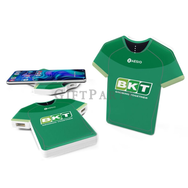 T-shirt Wireless Charging PowerBank,隊球贈品,隊球週邊,T恤造型行動電源可無線充電全彩印刷