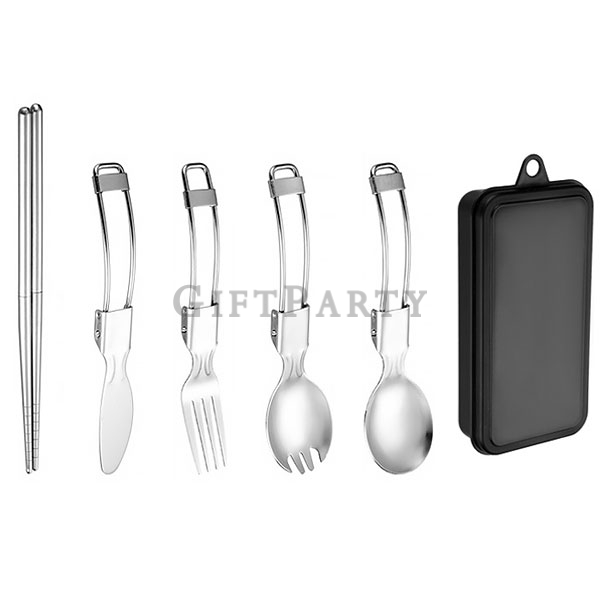 Outdoor stainless steel folding tableware set ,不鏽鋼折疊餐具組5件套2