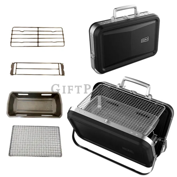 Charcoal BBQ Grills,戶外露營贈品,汽車贈品,酒贈品,便攜燒烤爐烤肉架折疊手提箱