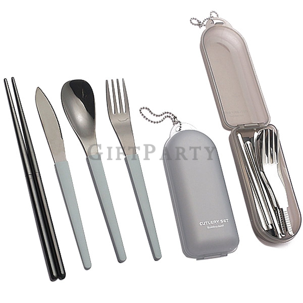 不鏽鋼便攜餐具折疊刀叉匙筷子四件組,禮品,贈品,Portable Stainless Steel Cutlery Set