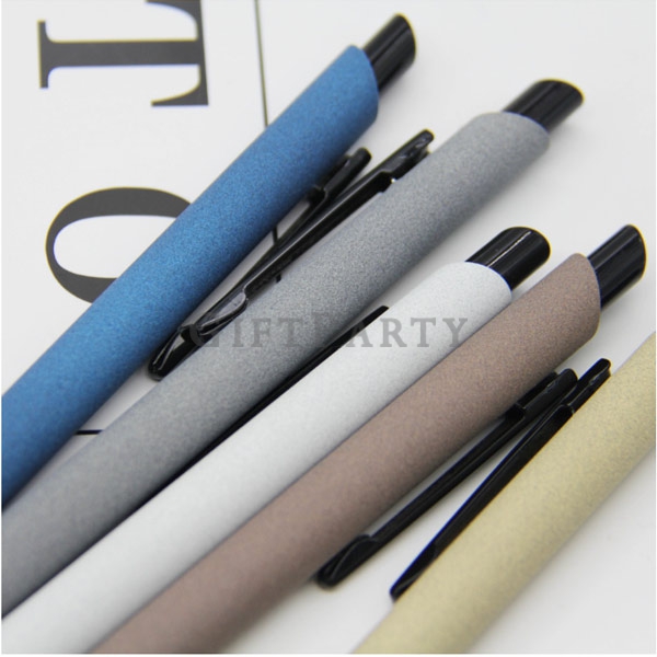 branded ballpoint pen, custom metal clip pen, logo engraved pen, office giveaway, corporate writing