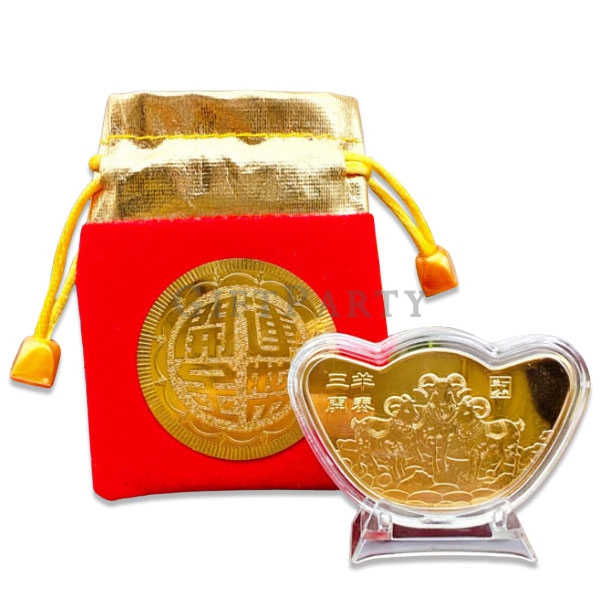 宮廟週邊贈品,客廟結緣品,開運金幣,羊年金幣,2027年羊年開運金幣錢母袋2